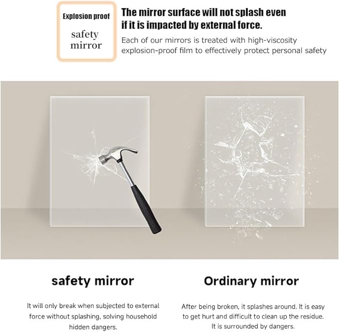 JSLJDM 500X500 mm Illuminated Backlit LED Bathroom Mirror, Wall Mounted Multifunction Bathroom Vanity Mirror with Lights and Demister Pad, Energy-Saving Illuminated Smart Mirror 50cm/19.8in Black