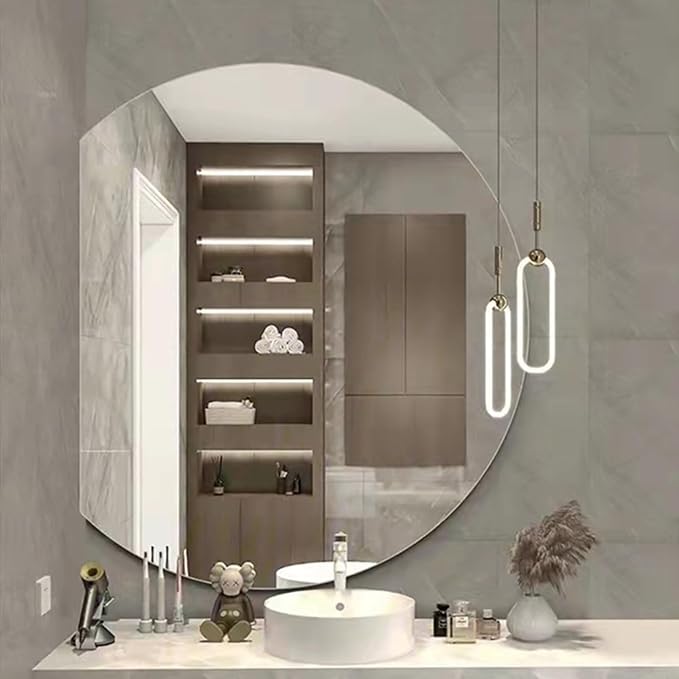 Half circle mirror,half circle mirrors for wall,half moon mirrors for wall,Dimmable LED Vanity Mirror Half Circle,Illuminated Mirror with Demister Pad, Anti-fog bathroom mirror,3 colours dimmable(Tric