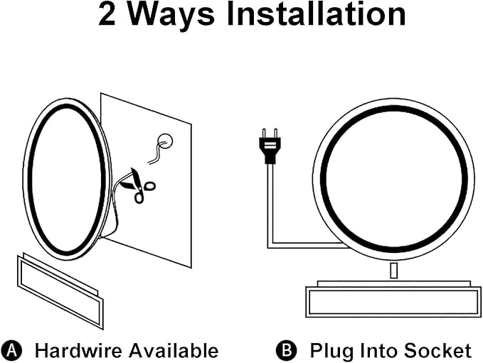 Yu Ru Wall Mirror for Bathroom, Led Illuminated Bathroom Mirror, Dimmable Touch Switch Illuminated Mirror, Scene Lighting Simulations, Wall Mounted Makeup Mirror with Demister Pad