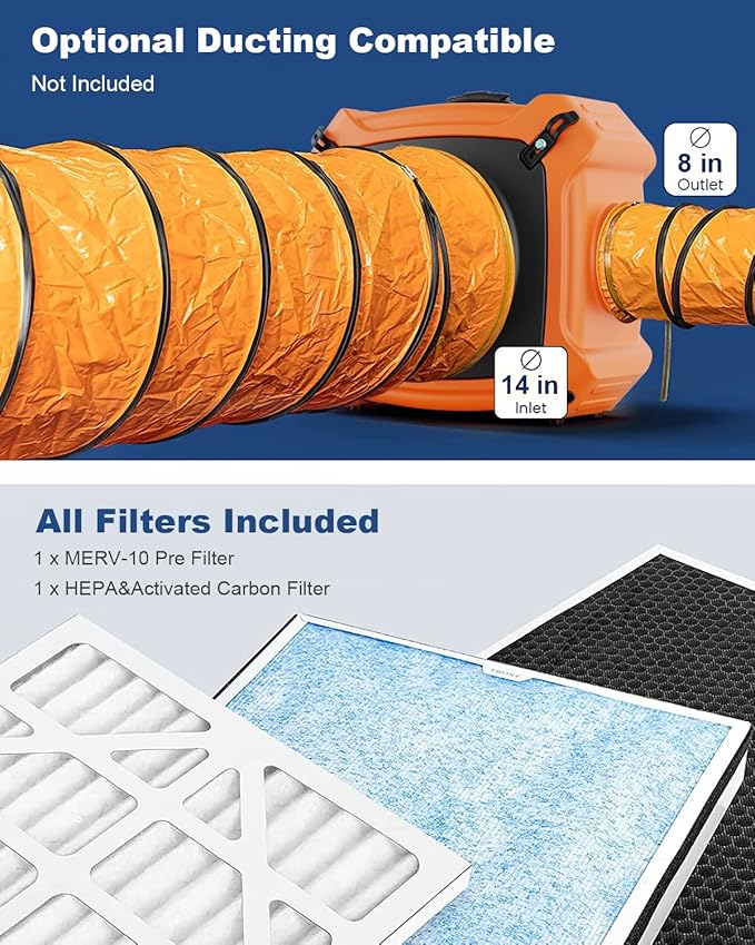 ALORAIR PureAiro HEPA Max 970 industrial Air Scrubber, 3-Stage Filtration System, GFCI Outlet, Negative Air Scrubber Water Damage Restoration Interior Decoration