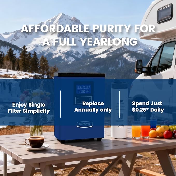 Purewell® K8680 RO Water Purifier System,10-Stage RV Portable Water Filtration Survival with UV,Desalination Rate Reaches 95%,Survival Gear Purification for Drinking,Team Camping,Travel(Blue)