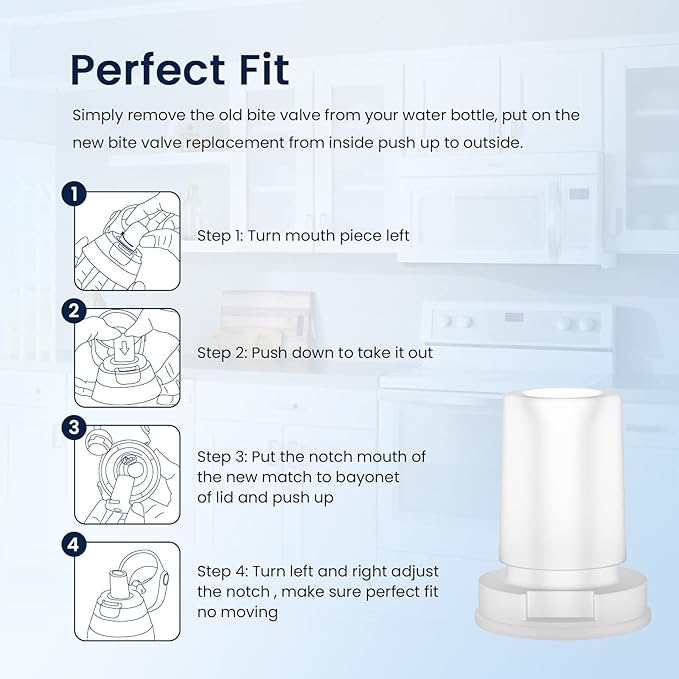 GLACIER FRESH Bite Valve and Bottle Filter Replacement for Brita Water Bottle, 4 Pack Bottle Filter and 2 Pack Silicone Water Bottle Mouthpiece for Brita Stainless Steel and Brita Plastic Water Bottle