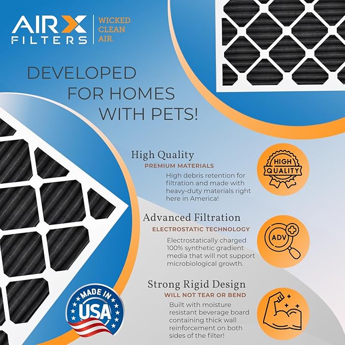AIRX FILTERS WICKED CLEAN AIR. 16x25x1 Air Filter Odor Eliminator Carbon Filter MERV 7 AC HVAC Furnace Filters 6 Pack