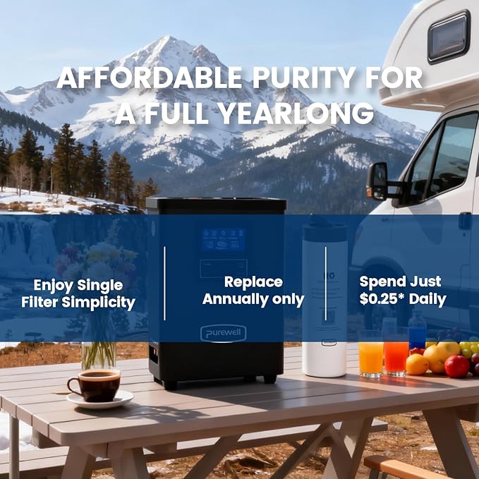 Purewell® K8680 RO Water Purifier System,10-Stage RV Portable Water Filtration Survival with UV,Desalination Rate Reaches 95%,Survival Gear Purification for Drinking,Team Camping,Travel
