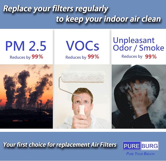 PUREBURG Replacement True HEPA Filter Kit Compatible with Rowenta INTENSE PURE Air Purifiers PU40XX Series PU4010 PU4015 PU4020 PU4025 Part # XD6074U0 XD6075 XD6070 XD6060 XD6065