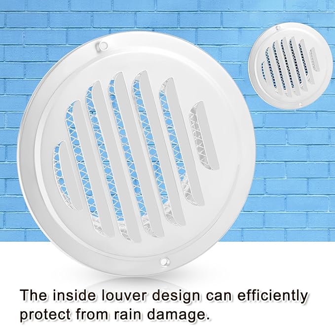 Zonon 8pcs Stainless Steel Soffit Vents 6 Inch Round Dryer Vent Cover with Mesh Screen for Home Outdoor Bathroom Wall Ceiling Outside Exterior Exhaust White