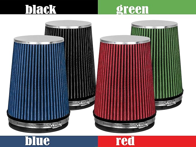 Mortar Aftermarket Auto Air Filter – 6 In Flange ID Car Enthusiast Class Universal Cold Air Intake Gulps in More Air for More Engine Power & Passionate Induction Sound, Length 8 In, Green