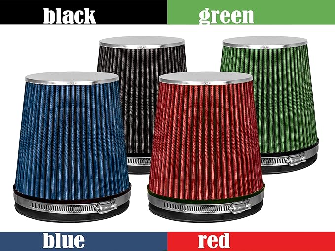 Mortar Aftermarket Auto Air Filter – 6 In Flange ID Car Enthusiast Class Universal Cold Air Intake Gulps in More Air for More Engine Power & Passionate Induction Sound, Length 6 In, Green