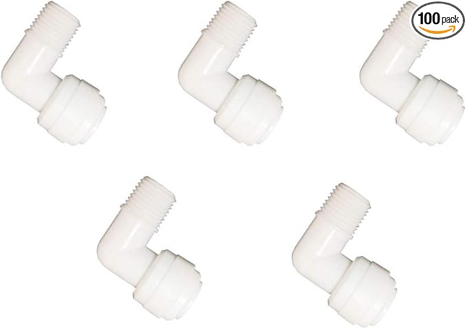 YZM Quick Connect fittings RO Water Filters (5pack, Elbow, 1/4" Male x 3/8" OD tube)
