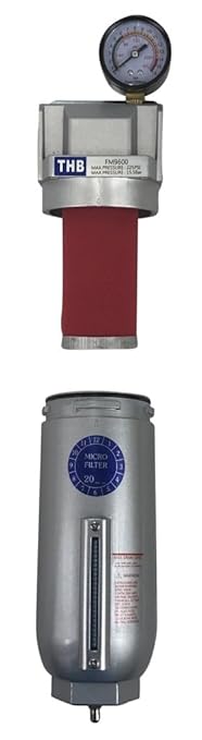 1" NPT Industrial Coalescing 0.01u Micron Filter Removes 99.98% of Oil, Moisture Vapor, Aerosols from Compressed Air Lines, 11oz Bowl, Manual Drain