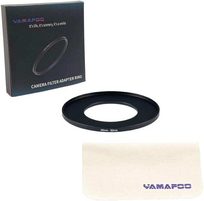 YAMAFOO 49mm to 82mm Step-Up Ring/Step Down Rings Filter Adapter for All Brands UV ND CPL Metal Ring Step-Up Rings Adapter Filter,Black (49-82)