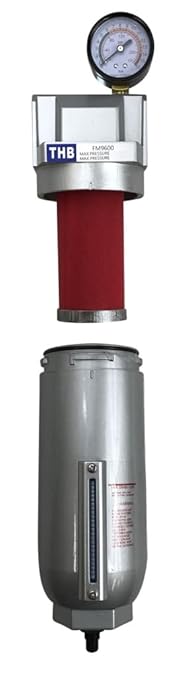 1/2" NPT Industrial Coalescing 0.01u Micron Filter Removes 99.98% of Oil, Moisture Vapor, Aerosols from Compressed Air Lines, 11oz Bowl, Auto Drain