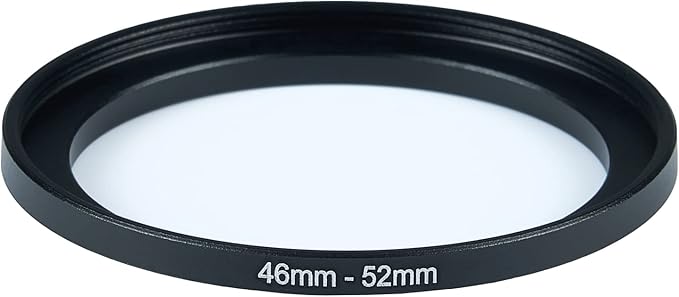 46mm Lens to 52mm Camera Lens Adapter 46mm to 52mm Step Up Ring Adapter Ring for All Brands of UV ND CPL, with Premium Lens Wiping Cloth 2 Pack (46mm-52mm)