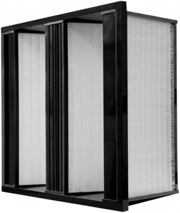 Synthetic Mini Pleat Rigid V-Bank Air Filter 24x12x12 (4V) – MERV 15 ASHRAE 52.2 High-Efficiency HVAC Filter for Commercial, Industrial, Hopsitals & Cleanroom Use - (Pack of 2)