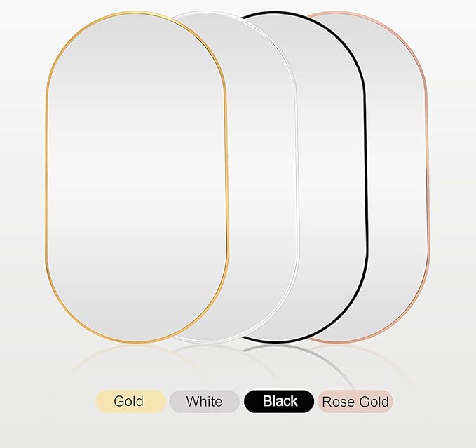 Oval LED Illuminated Bathroom Mirror, Wall-mounted Vanity Makeup Mirror with Demister Pad, 3 Dimmable Color Temperatures & Touch Control, Metal Frame Anti-Fog Lighted Wall Mirror ( Color : Black Frame