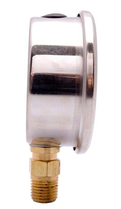 2-1/2" Oil Filled Pressure Gauge - Stainless Steel Case, Brass, 1/4" NPT, Lower Mount Connection, 0-160PSI
