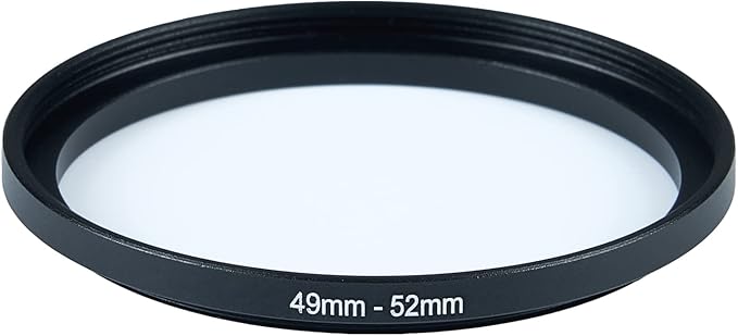 49mm Lens to 52mm Camera Lens Adapter 49mm to 52mm Step Up Ring Adapter Ring for All Brands of UV ND CPL, with Premium Lens Wiping Cloth 2 Pack (49mm-52mm)