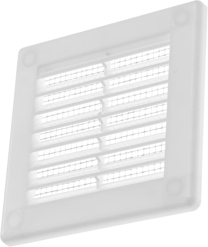 Vent Systems 3" x 3" White Plastic Soffit Vent Cover - 2 Pack - Durable Flat Square Air Vent Grille with Built-in Mesh – Weather Resistant Ventilation Grill for Wall or Ceiling – Indoor & Outdoor