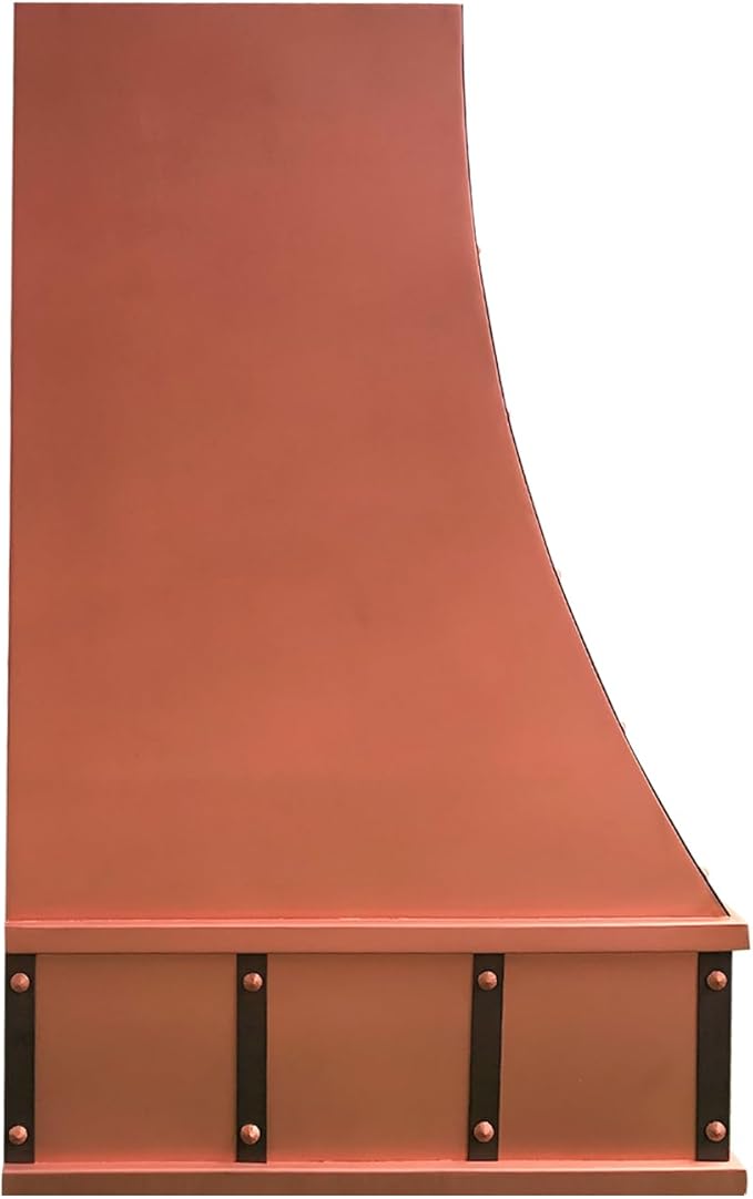 CT Copper Tailor Sloped Copper Vent Hood Wall Mount,54'' W,48''H,1260 CFM Exhaust Fan,Stainless Steel Vent,LED Light,Dishwasher-Safe Baffle Filters,VH8TR1