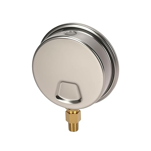MEASUREMAN Glycerin Filled Plumbing Pressure Gauge 0-30psi Stainless Steel Case, 4" Dial 1/4" NPT Brass Lower Mount, Ideal for Residential Plumbing, Water Filtration Systems, Pneumatic Machinery