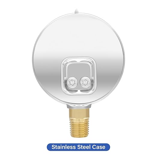 MEASUREMAN 2-1/2" Dial Size, Glycerin Filled Pressure Gauge, 0-6000psi/kpa, 304 Stainless Steel Case, 1/4" NPT Lower Mount