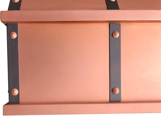 CT Copper Tailor Sloped Copper Vent Hood Island Mount,30'' W,36''H, 610 CFM Exhaust Fan,Stainless Steel Vent,LED Light,Dishwasher-Safe Baffle Filters,VH8TR1