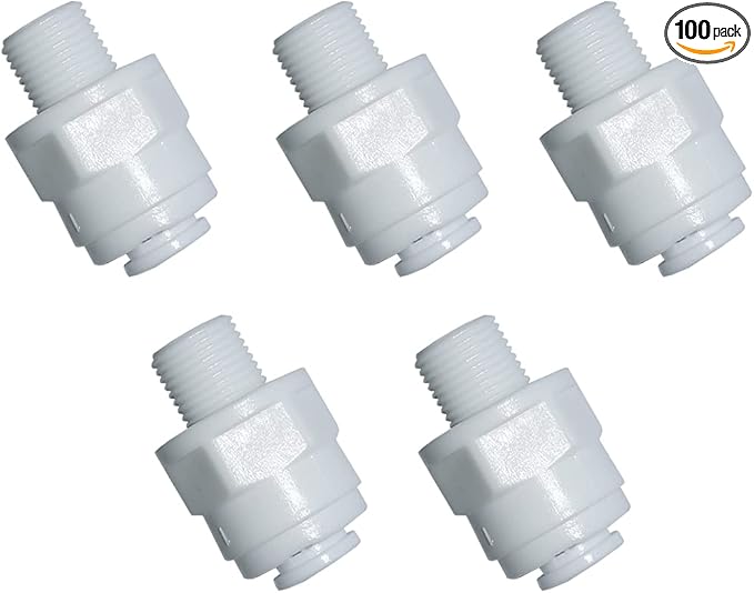 YZM Straight Male Thread Adapter 1/8" Male x 1/4" OD Tube Quick Connector,for Water Purifiers Filters Reverse Osmosis Systems,5 pcs.