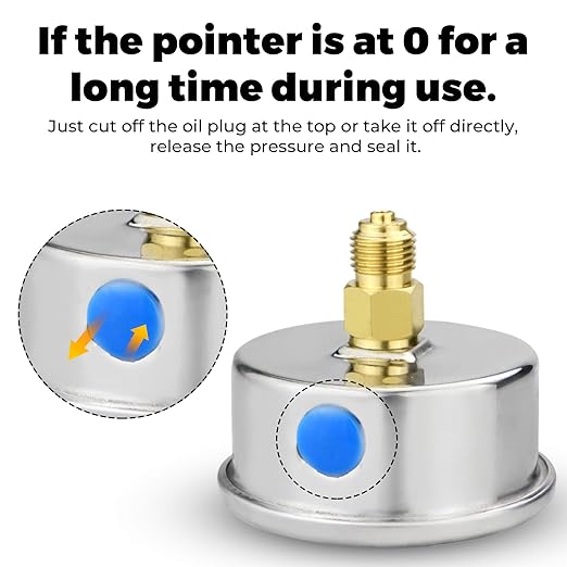 0-60 Psi Glycerin Liquid Filled Low Pressure Gauge, 2.5" Dial Size, 1/4" G Back Mount, 304 Stainless Steel Case, for Water Pipe, HVAC, Water Oil Air Pressure Test