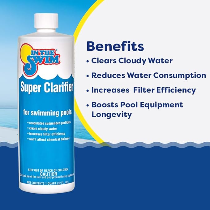 In The Swim Super Clarifier – Fast-Acting, Highly Concentrated Pool Water Clarifier for Crystal Clear Water & Improved Filter Efficiency – for Sand & Cartridge Filters - 1 Gallon