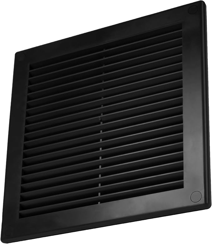 Vent Systems 6" x 6" Inch (Opening Dimensions) - Pack of 10 - Plastic Black Soffit Vent Cover - Flat Square Air Vent Grille - Air Vent Deflector - HVAC 8" x 8" Inch (Overall Dimensions)