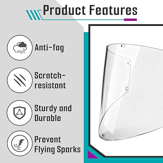 8 Pcs Face Shield Replacement Window Compatible with Jackson Safety Premium Face Shield Mask, Protective Lens for Grinding and Welding, Durable and Scratch-Resistant, Clear Tint, Uncoated