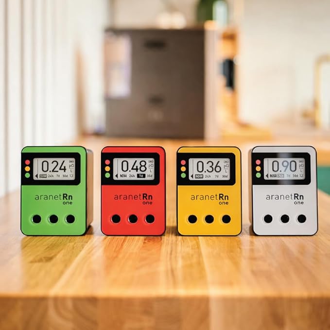 Radon One – Fast Home Radon Detector with 10-Minute Response, E-Ink Display, Battery Powered, Portable Real-Time Radon Monitor for Basements & Indoor Air Monitoring (Yellow)