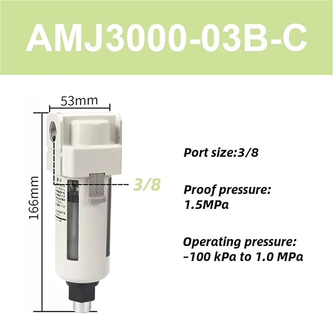1pc Vacuum Water Droplet Separator Vacuum Pipeline Filter Negative Pressure Filter Element AMJ AMJ3000-03B(AMJ3000-03B-C)