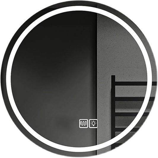 Wall Mirror for Bathroom, Wall Mounted Multifunction Bathroom Vanity Mirror with LED Lights and Demister Pad, 3-Color Dimmable LED Light, for Living Room and Bathroom(A,90cm/35.4in)