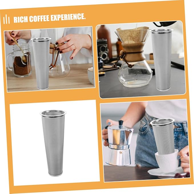 Angoily Stainless Steel Cold Brew Coffee Filter for Mason Jars Durable Strainer for Iced Tea and Juices Portable Infuser for Enhanced Flavor Extraction Cone Design
