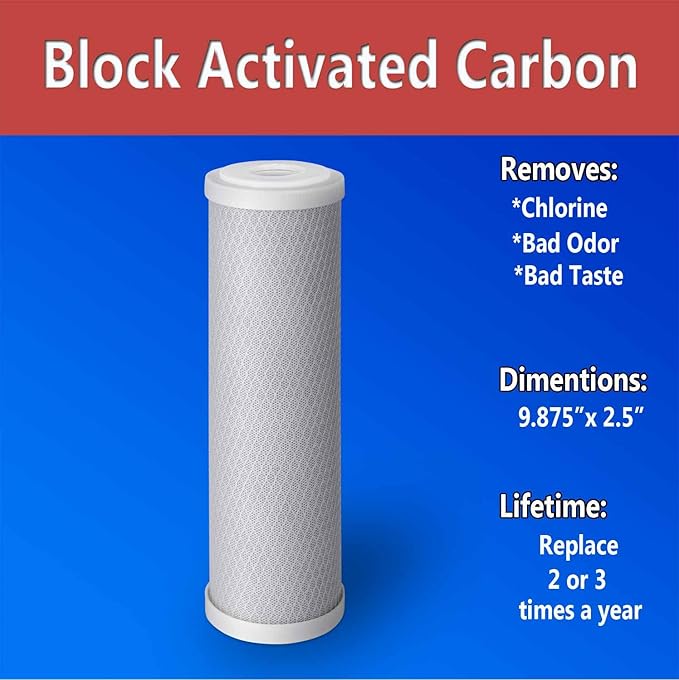 12 Standard Coconut Shell Block Carbon & 12 Four Layers of Filtration Polypropylene Sediment 5 Micron 2.5"x 10" Water Filter Cartridges Universal replacement for Reverse Osmosis & Standard 10” Housing
