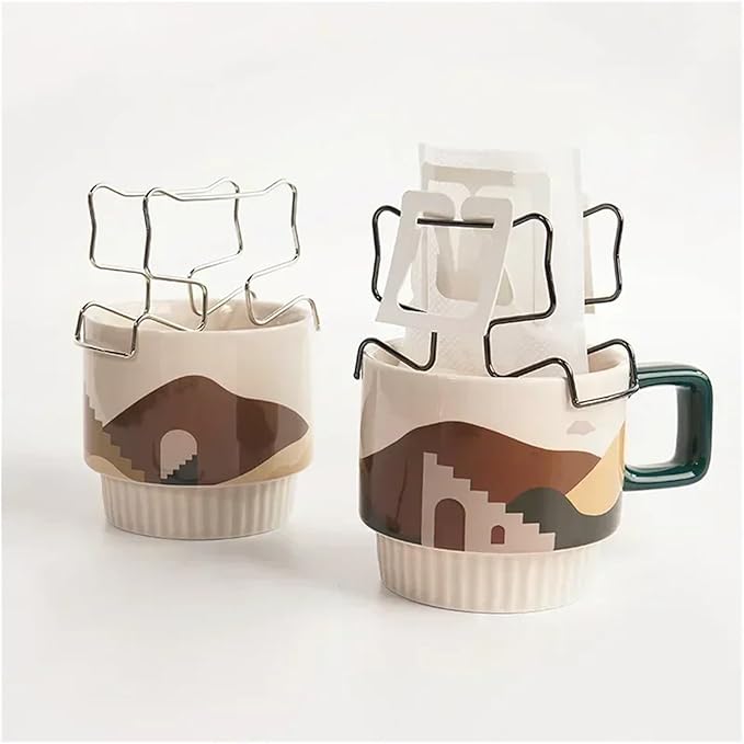 1x Coffee Filter Holder Portable Reusable Outdoor Tea Filters Dripper Baskets Disposable Ear Drip Paper Bag Shelf Japanese Style(B)