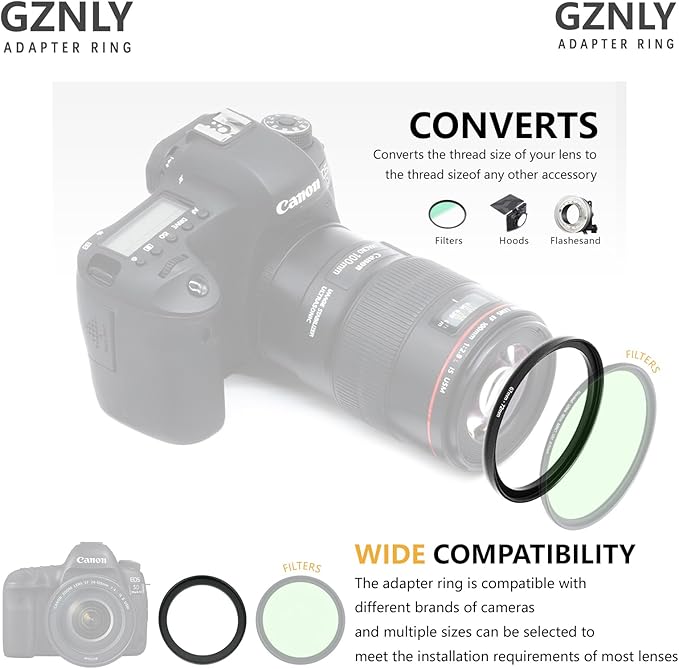 58mm to 42mm Step-up Adapter Rings Filter Adapter Black Metal Step Down Filter Ring Adapter Compatible with All Brand UV CPL ND Camera Lens Filter Stepping Rings (58mm-42mm)