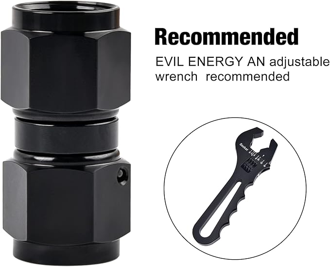EVIL ENERGY 10AN Female to 10AN Female Straight Swivel Coupler Union Fitting Adapter Aluminum Black 2PCS