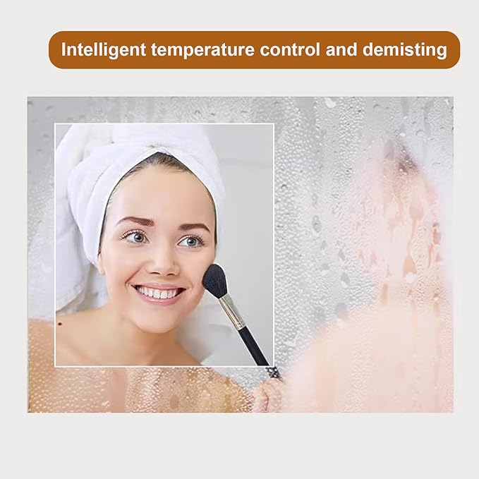Round LED Bathroom Mirror, Wall Mounted Mirror with Demister Pad 3 Dimmable Color, Backlit Makeup Mirror, for Bathroom, Vanity, Bedroom(80cm/31.5in)