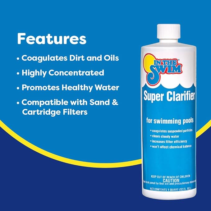 In The Swim Super Clarifier – Fast-Acting, Highly Concentrated Pool Water Clarifier for Crystal Clear Water & Improved Filter Efficiency – for Sand & Cartridge Filters - 1 Gallon
