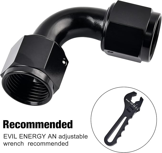 EVIL ENERGY 10AN Female to 10AN Female 90 Degree Swivel Coupler Union Fitting Adapter Aluminum Black 2PCS