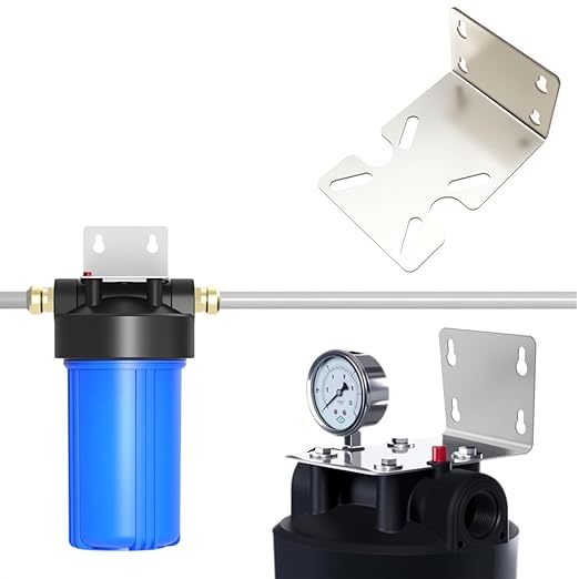 FDXGYH Stainless Steel Water Filter Housing Bracket Water Purifier RO Machine Metal Housing Fixed Bracket [10-inch/20-inch, 1.7mm Thickness]