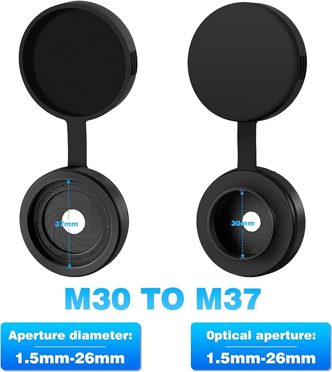 Adjustable Iris Aperture Diaphragm Filter Pack M30 to M37 Iris Aperture Diaphragm Adapter Optical Diaphragm 1.5-26mm Lens Module Adapter Ring PVS-14 PVS 14 (Adjustable Iris PVS14)