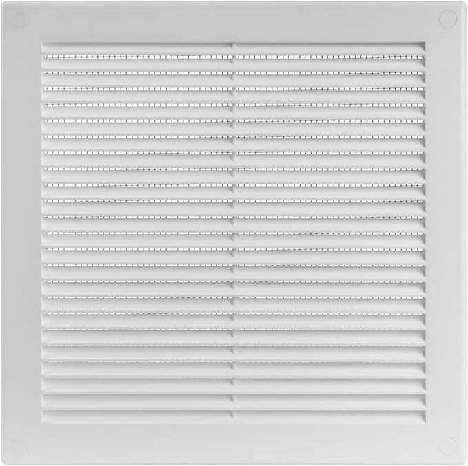 Vent Systems 8" x 8" (Opening Dimensions) White Plastic Soffit Vent Cover - Durable Flat Square Air Vent Grille with Mesh Screen - Weather Resistant Ventilation Grill, Wall & Ceiling, Indoor & Outdoor