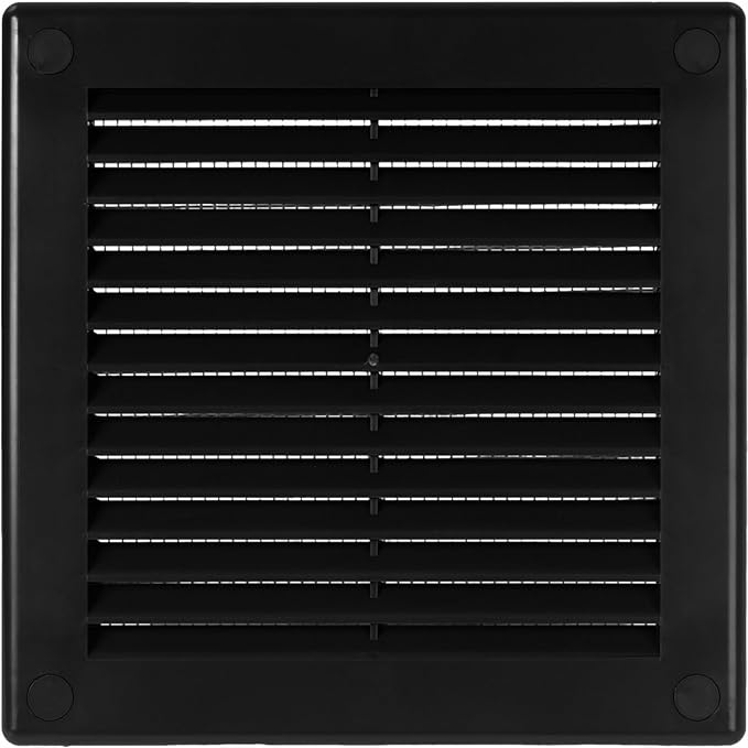 Vent Systems 6'' x 6'' Inch Black Soffit Vent Cover - Pack of 100 - Flat Square Air Vent Louver - Grille Cover - Built-in Insect Screen - HVAC Vents for Bathroom, Home Office, Kitchen 6x6 Inch