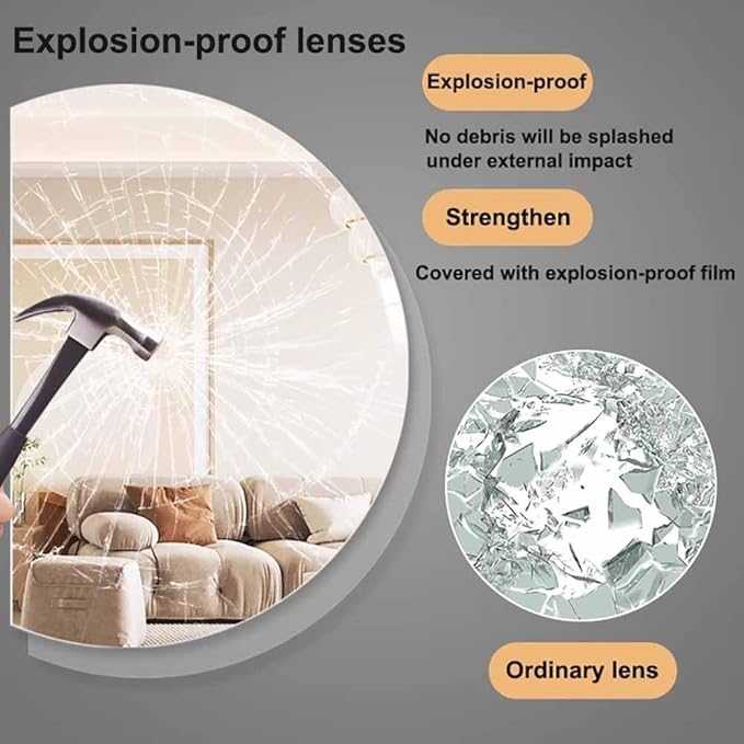 Semicircle Vanity Mirror with LED Lights, Dimmable LED Illuminated Bathroom Mirror with Touch Switch, Frameless 43"x28" Backlit Wall Mirror with Demister Pad, for Bathroom, Bedroom, Entryway