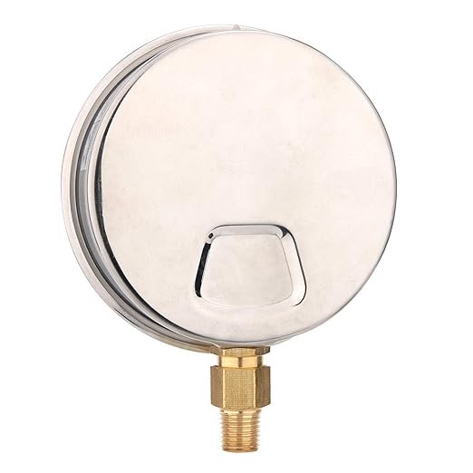 MEASUREMAN 4" Dial Size, Glycerin Filled Plumbing Pressure Gauge, 0-60psi, Stainless Steel Case, 1/4" NPT Lower Mount