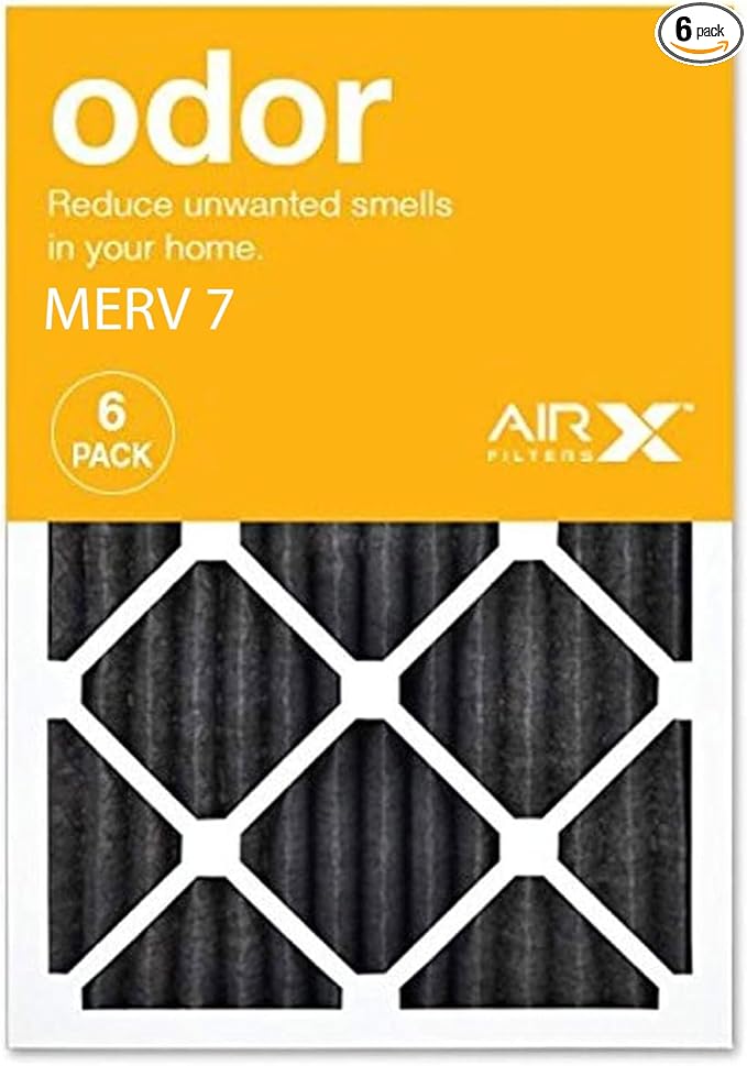 14x20x1 Air Filter AIRx ODOR MERV 7 Carbon Pleated Air Filter - Made in the USA - Box of 6