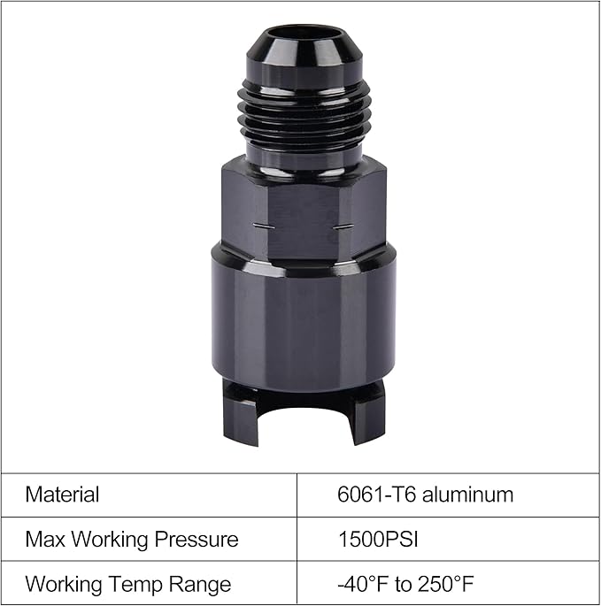 EVIL ENERGY 6AN Male to 3/8" Quick-Disconnect Female EFI Fuel Rail Fitting Aluminum 2PCS